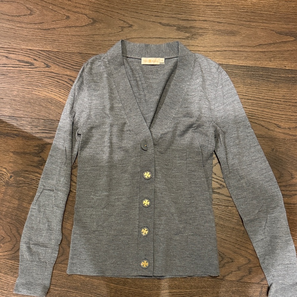 Tory Burch Heather Gray Knit Cardigan